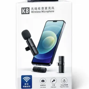 K8 Wireless Microphone for Mobile and Camera, Noise Reduction Mic with Receiver