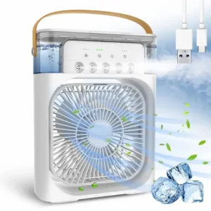 Portable Mini Cooling Fan with Mist: USB Rechargeable Personal Desk Fan & Air Cooler