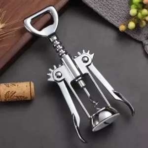 Stainless Steel Wing Corkscrew Wine Opener | Manual Wine Bottle Opener with Cork Remover & Multifunctional Bottle Opener