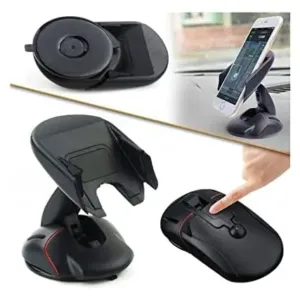 Car Mobile Holder for Dashboard & Windshield | Mouse-Shaped One-Touch Car Mount | 360° Rotating Adjustable Phone Holder – Black