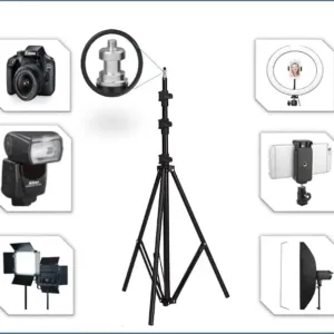9 FT Metal Tripod Stand | Adjustable Heavy-Duty Stand for Camera, Ring Light & Studio