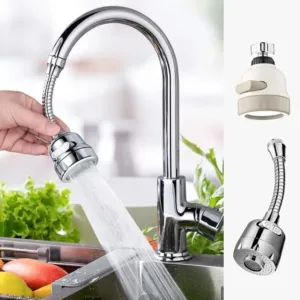 360° Rotatable Sink Faucet Sprayer Attachment | 2-Mode Kitchen Tap Extender with Hose & Universal Connector | Anti-Splash Faucet Nozzle Head | 19 × 4.9 × 2.2 cm – Silver