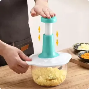 Manual Hand Press Vegetable Chopper | 1500ml Large Capacity Food & Vegetable Cutter | Manual Pull-Free Chopper for Onion, Garlic, Vegetables & Fruits