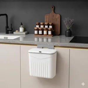 7L Hanging Kitchen Trash Can with Lid | Cabinet Door & Wall-Mounted Garbage Bin | Under-Sink Waste Basket with Flip Sliding Lid | Kitchen, Bathroom & Office