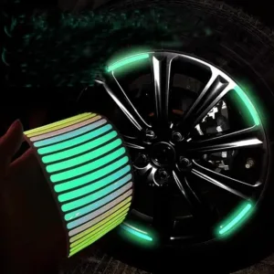 20Pcs Holographic Glow-in-the-Dark Wheel Rim Stickers | Luminous Reflective Rim Tape for Cars, Bikes, Motorcycles & Bicycles | Decorative Anti-Collision Warning Stickers