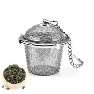Stainless Steel Tea Infuser | Loose Leaf Tea Strainer with Chain & Hook | Reusable Mesh Tea Steeper for Herbal, Black & Green Tea