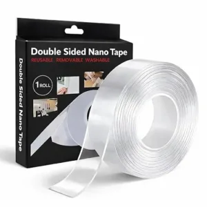 Nano Double-Sided Tape 3 Meter | Heavy-Duty Reusable Washable Adhesive Gel Tape | 2mm Thick, 24mm Wide | Traceless Multipurpose Mounting Tape for LED Lights, Hooks, Frames & Home