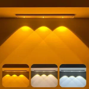 Under Cabinet LED Light 40cm | Motion Sensor USB Rechargeable Light | 3 Light Modes & Stepless Dimming | 6500K Night Light for Kitchen, Closet & Wardrobe