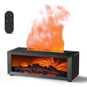 Flame Fireplace Aromatherapy Humidifier | Ultrasonic Essential Oil Aroma Diffuser with Multi-Color LED | 150ml Water Tank | Home, Bedroom & Office
