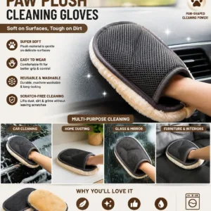 Car Cleaning Wash Glove | Soft Plush Bear Paw Cleaning Mitt | Scratch-Free Car Washing & Dusting Glove | Reusable Cleaning Hand Mitt