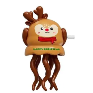 Wind-Up Dancing Octopus Toy for Kids | 5-Leg Crawling Jellyfish Toy with Key Operation | Interactive Sensory & Developmental Toy for Infants & Kids | Antler Reindeer Design