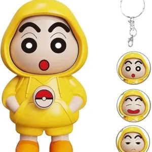 Shinchan Face Changing Keychain | 3D Cartoon Character Key Holder | ABS Action Figure Toy | Funny Face-Changing Model | Unisex Collectible Keychain