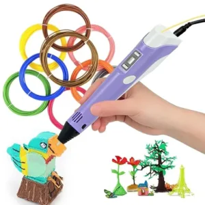 3D Printing Pen with LCD Display | Adjustable Temperature & Speed Control | 3D Drawing Pen Kit with PLA Filament, USB Cable & Stand | For Kids & Adults