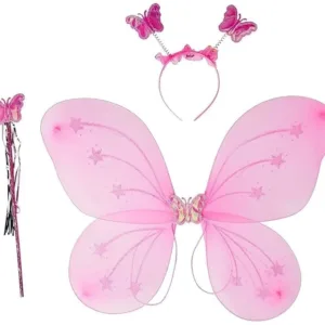 Fairy Butterfly Wings Set for Girls | Purple Angel Wings with Headband & Magic Wand | Kids Fairy Costume Accessories Set | Dress-Up Party & Birthday Costume Kit