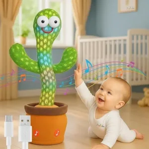 Rechargeable Talking Cactus Toy for Kids | Musical Dancing & Speaking Cactus Toy | Repeating Educational Interactive Toy for Babies & Toddlers 0–3 Years